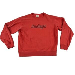 Bodega Hidden In Plain Sight Red Spellout Outline Logo Crewneck Sweatshirt Large
